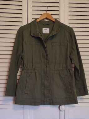 EEUC Old Navy Army Green Utility Field Cargo Jacket Coat Size Small Petite S SP